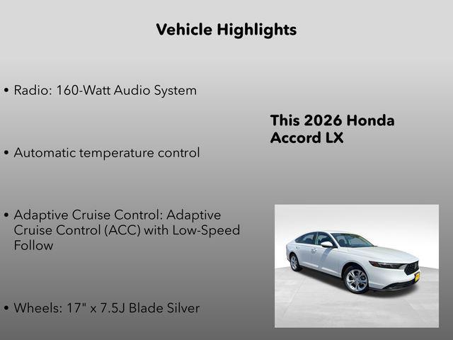 new 2026 Honda Accord car, priced at $28,695