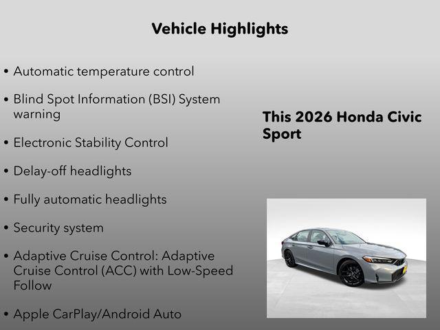 new 2026 Honda Civic car, priced at $26,997