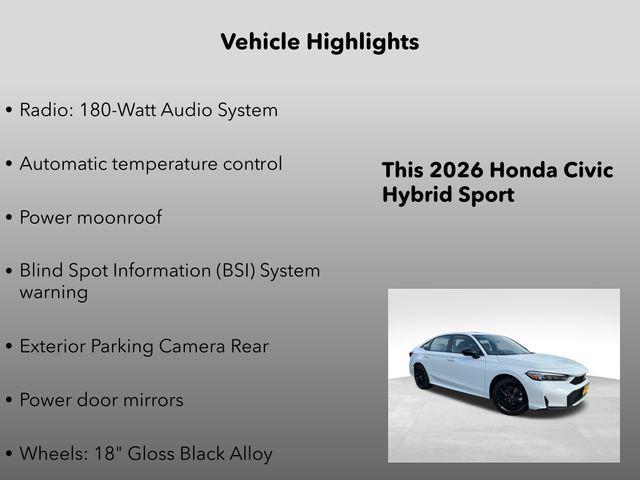 new 2026 Honda Civic Hybrid car, priced at $31,045