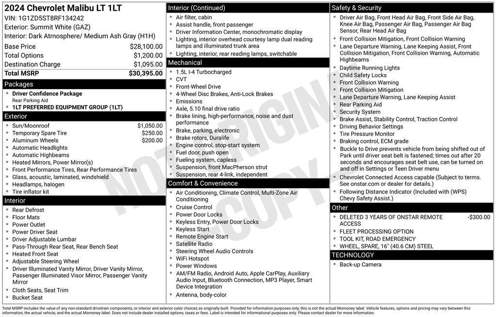 used 2024 Chevrolet Malibu car, priced at $18,950