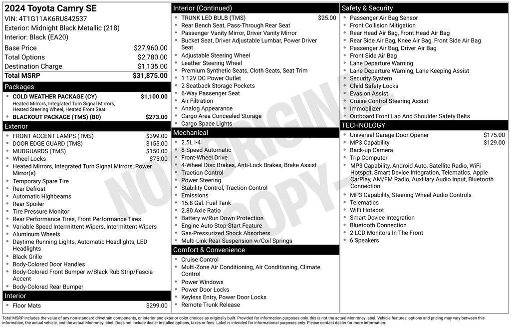used 2024 Toyota Camry car, priced at $26,249