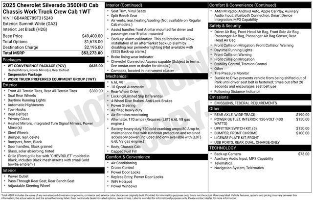 new 2025 Chevrolet Silverado 3500 car, priced at $52,273