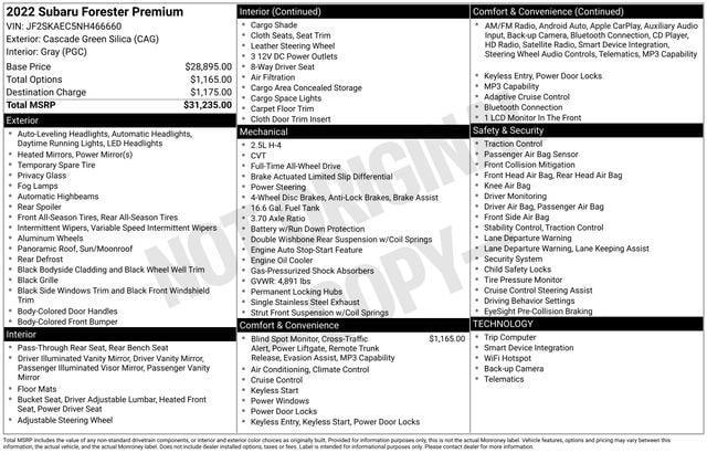used 2022 Subaru Forester car, priced at $26,000