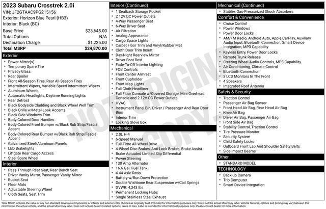 used 2023 Subaru Crosstrek car, priced at $20,500