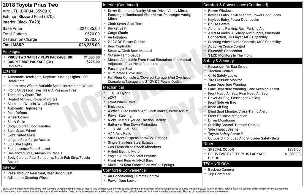 used 2018 Toyota Prius car, priced at $12,132