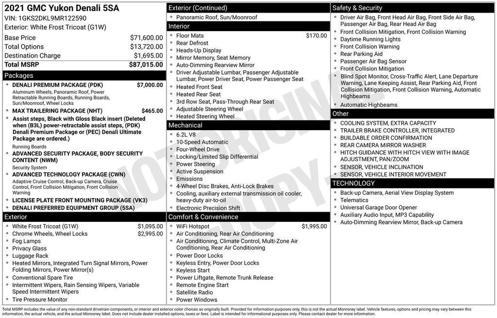 used 2021 GMC Yukon car, priced at $36,890