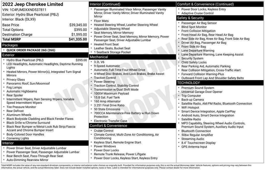 used 2022 Jeep Cherokee car, priced at $23,697