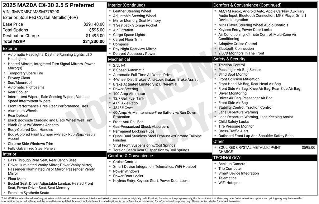 used 2025 Mazda CX-30 car, priced at $23,959