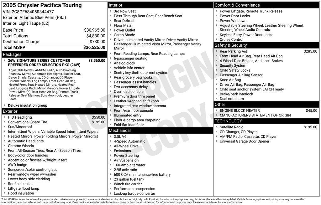 used 2005 Chrysler Pacifica car, priced at $4,700