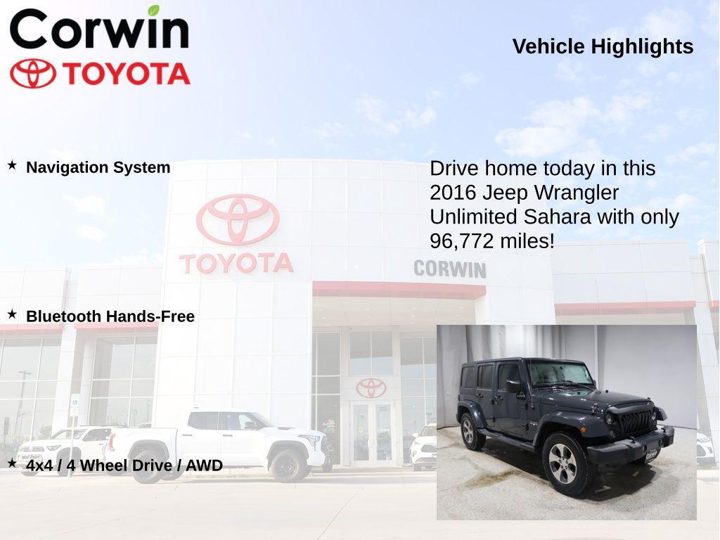 used 2016 Jeep Wrangler Unlimited car, priced at $18,573