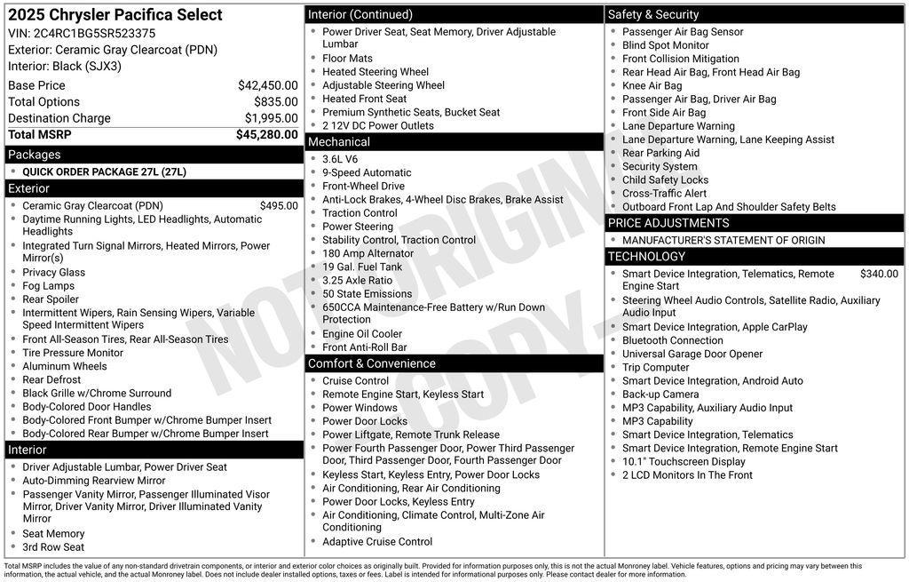 used 2025 Chrysler Pacifica car, priced at $30,634