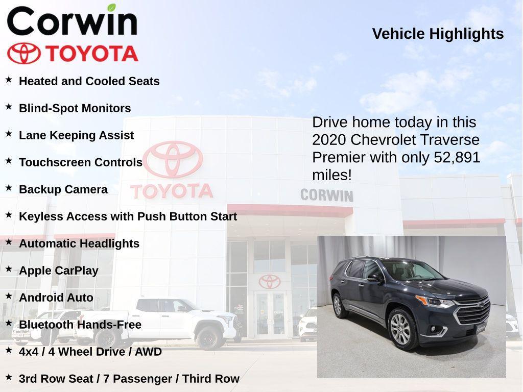 used 2020 Chevrolet Traverse car, priced at $27,800