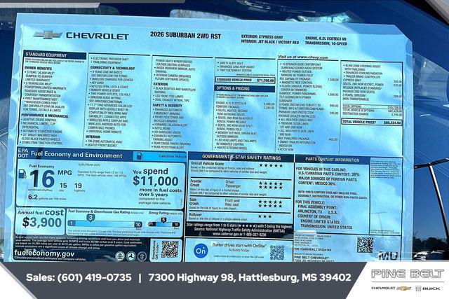 new 2026 Chevrolet Suburban car, priced at $83,622