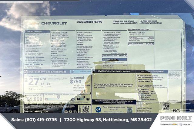 new 2026 Chevrolet Equinox car, priced at $33,898