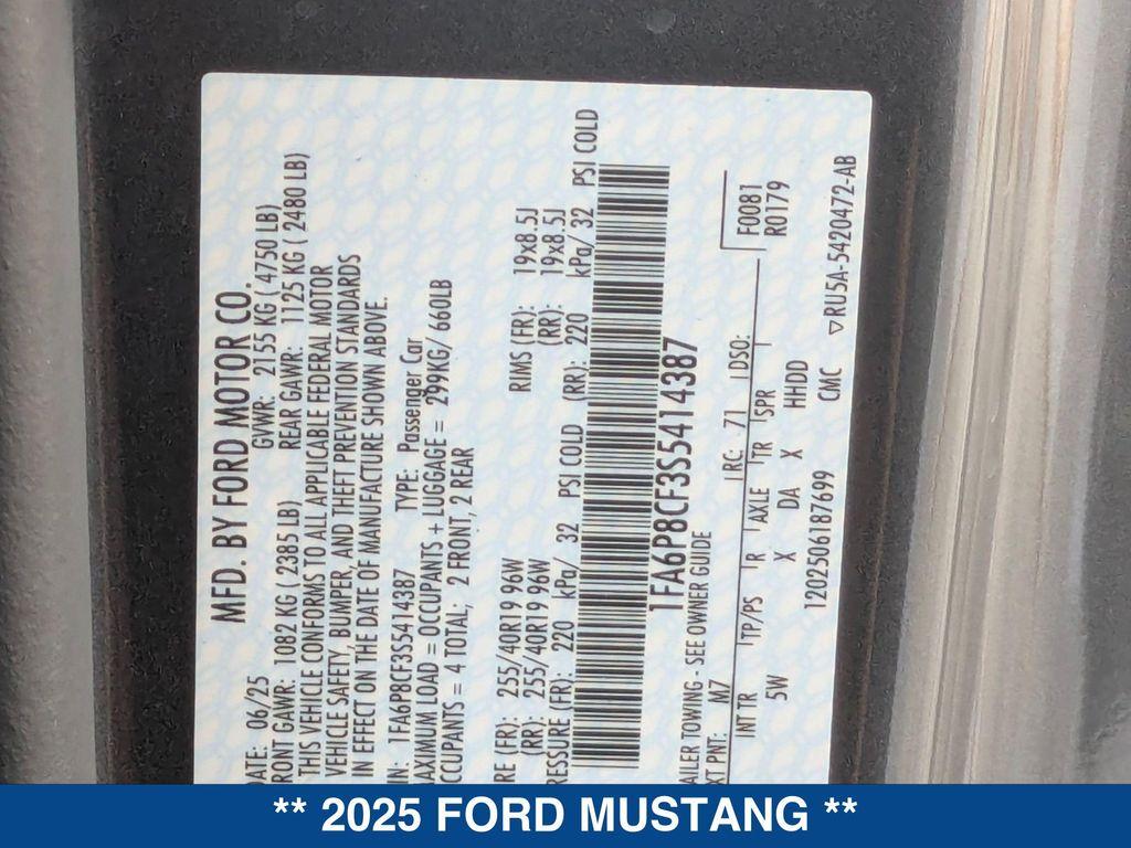 new 2025 Ford Mustang car, priced at $57,170