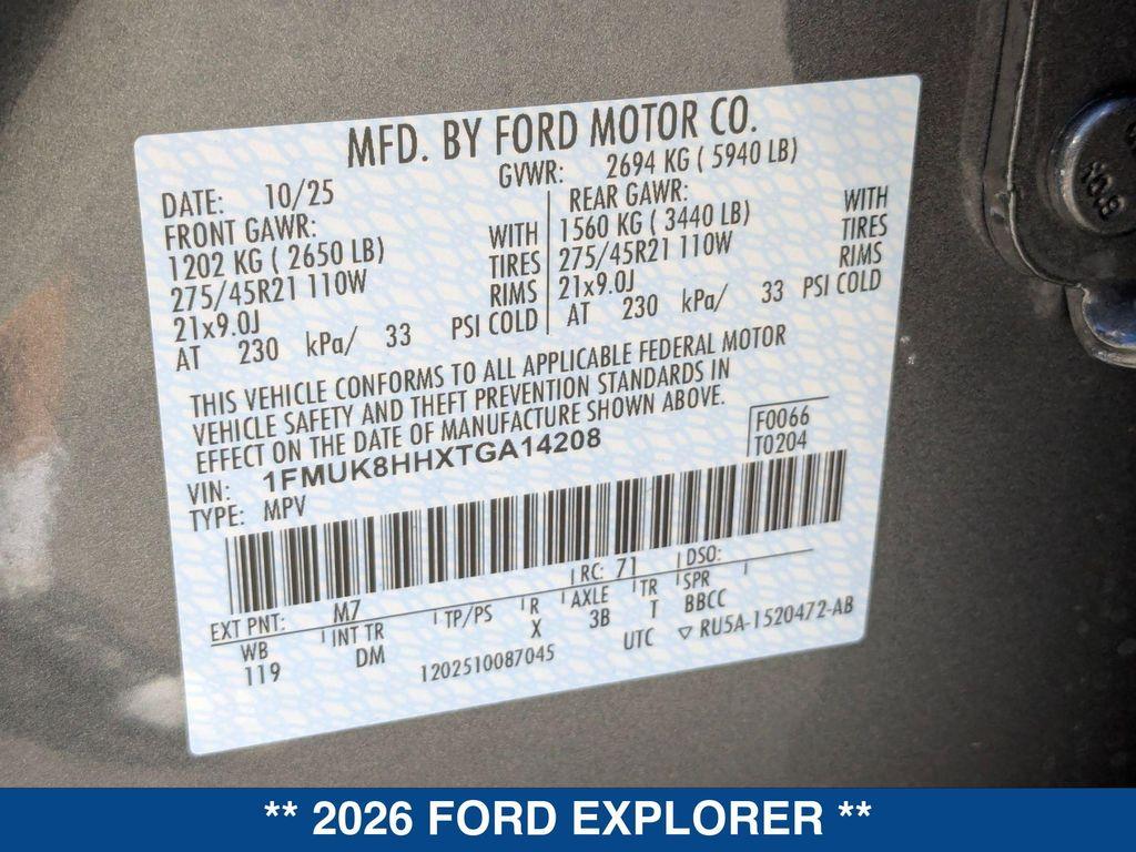 new 2026 Ford Explorer car, priced at $59,440