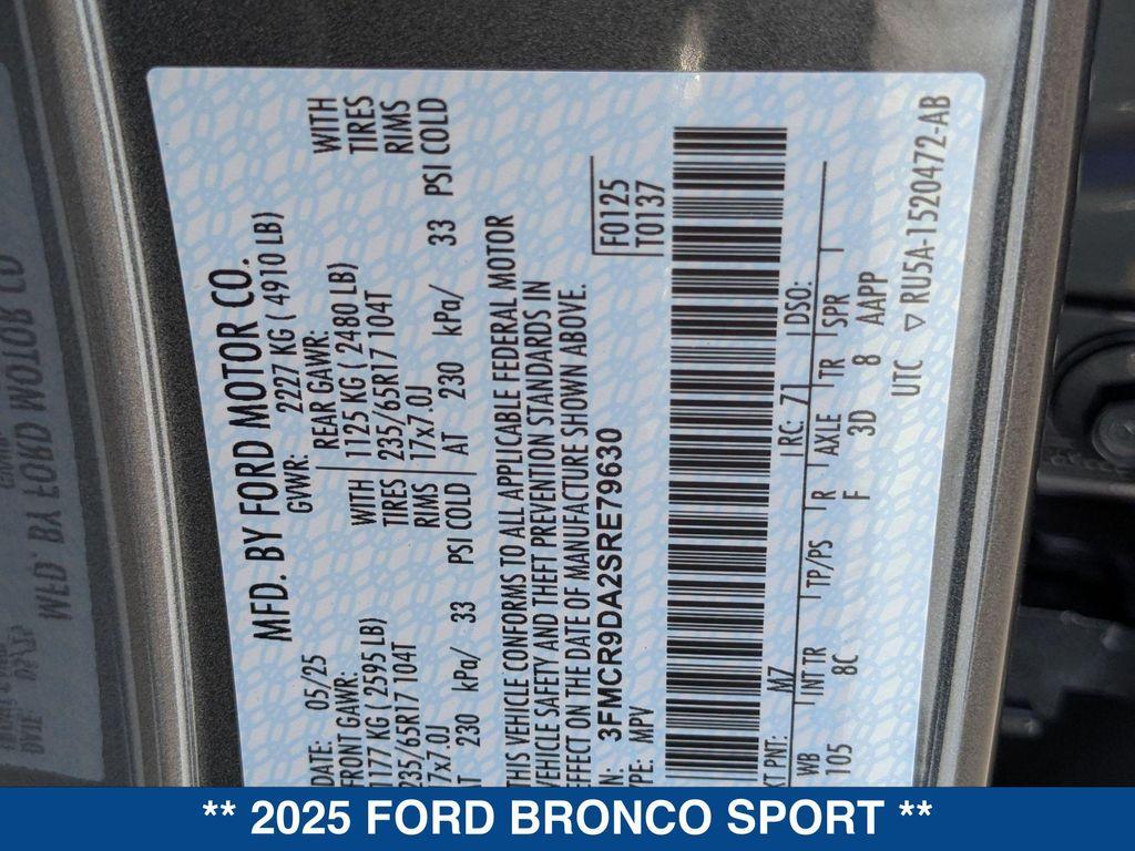 new 2025 Ford Bronco Sport car, priced at $46,915