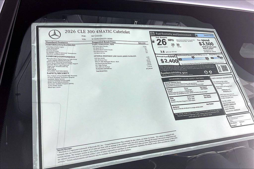 new 2026 Mercedes-Benz CLE 300 car, priced at $74,285