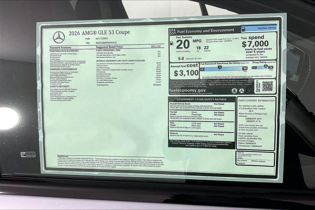 new 2026 Mercedes-Benz AMG GLE 53 car, priced at $98,220