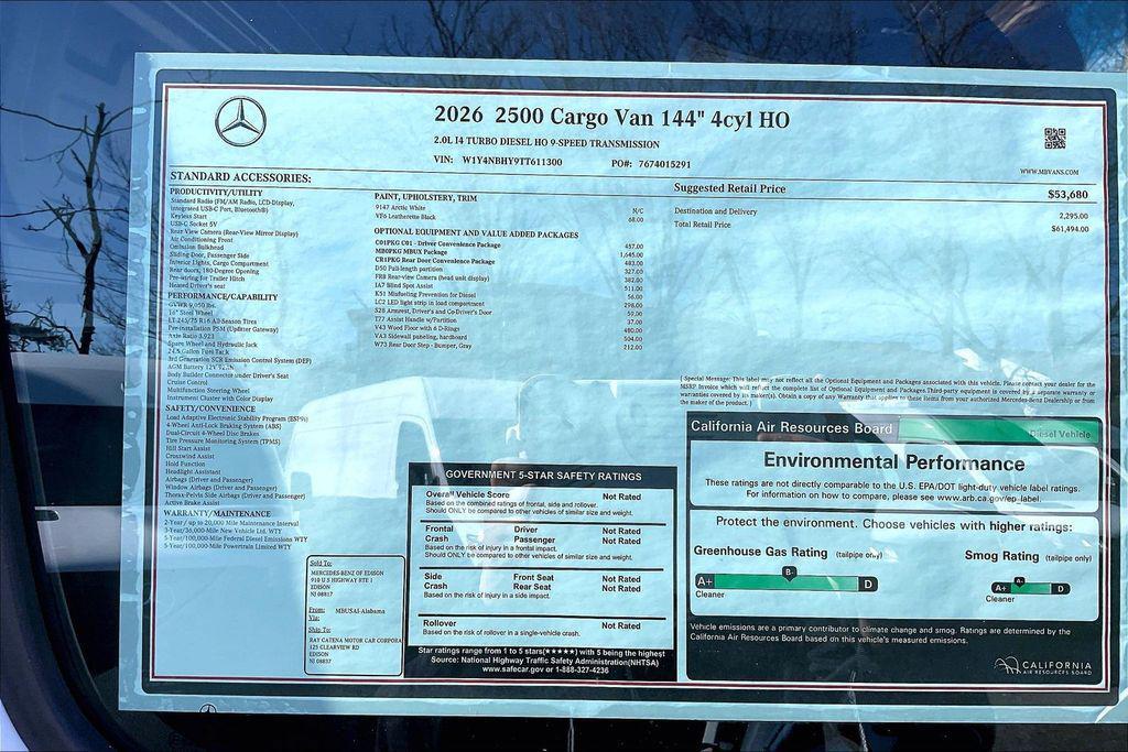 new 2026 Mercedes-Benz Sprinter 2500 car, priced at $61,494