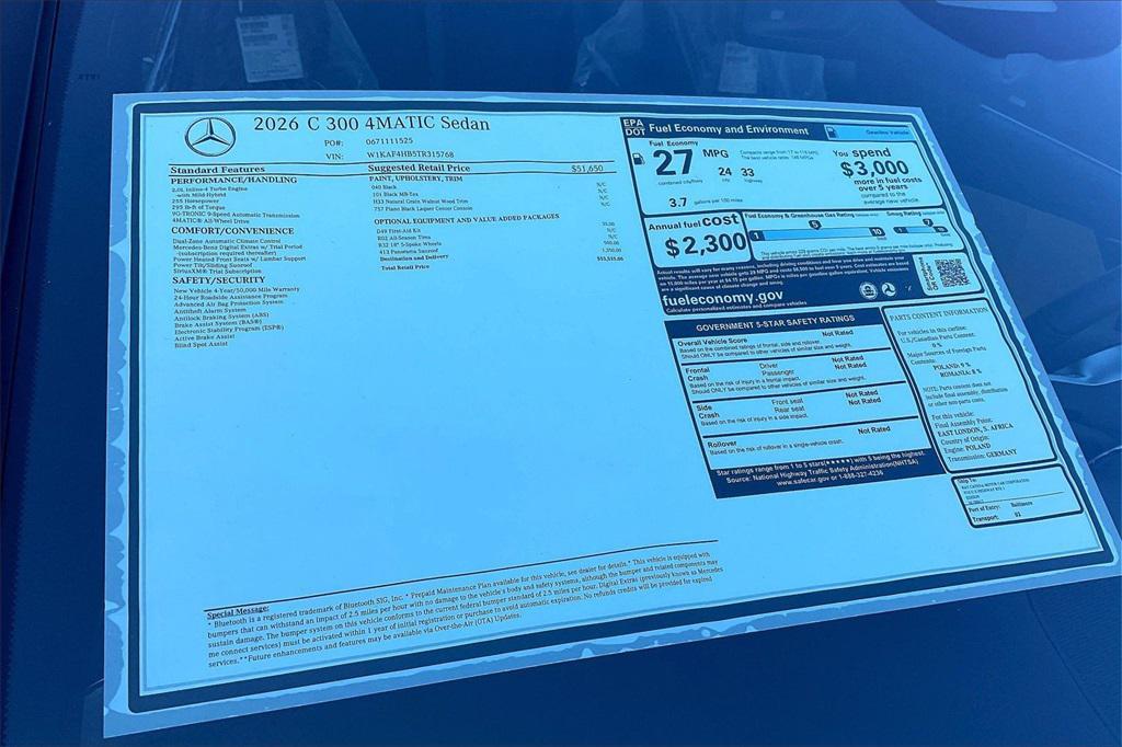 new 2026 Mercedes-Benz C-Class car, priced at $53,535