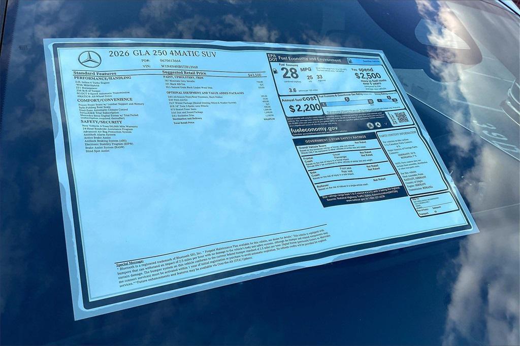 new 2026 Mercedes-Benz GLA 250 car, priced at $50,095