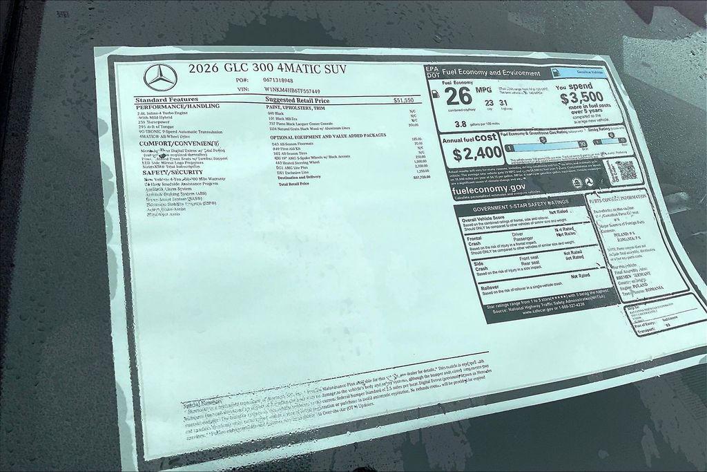new 2026 Mercedes-Benz GLC 300 car, priced at $57,720
