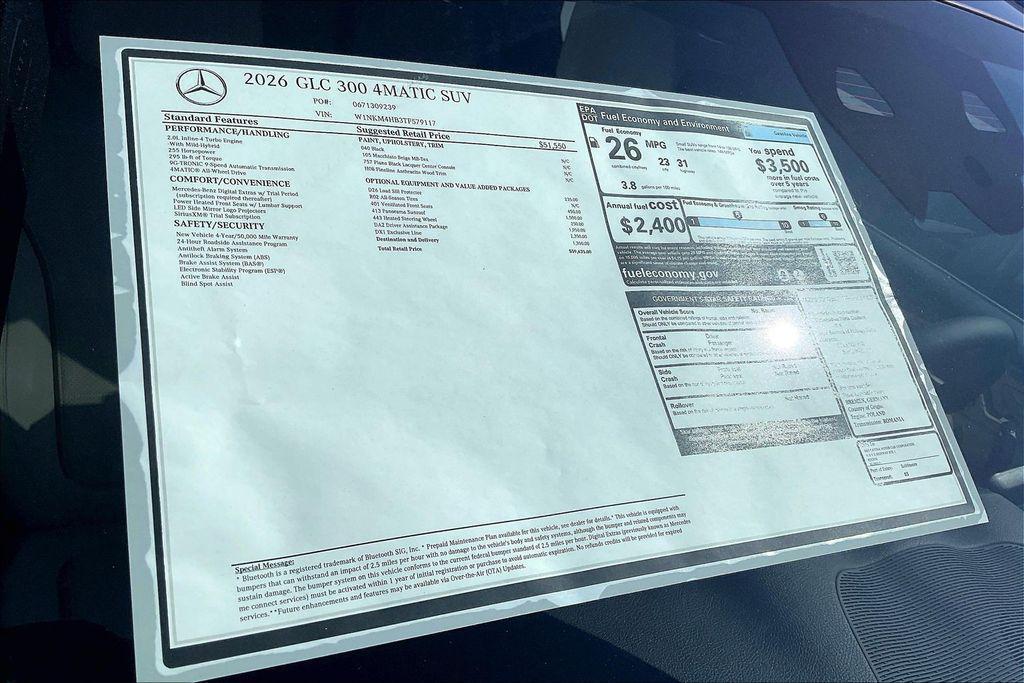 new 2026 Mercedes-Benz GLC 300 car, priced at $59,635