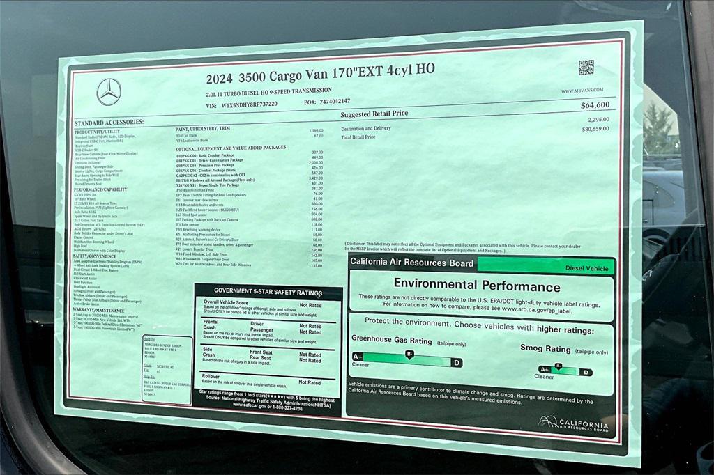 new 2024 Mercedes-Benz Sprinter 3500 car, priced at $67,575
