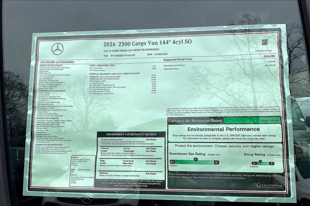 new 2026 Mercedes-Benz Sprinter 2500 car, priced at $55,826