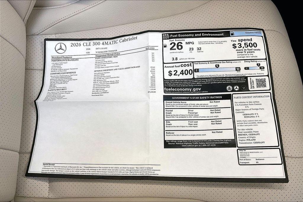 new 2026 Mercedes-Benz CLE 300 car, priced at $75,320