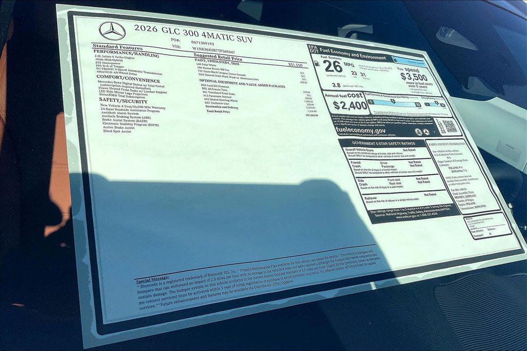 new 2026 Mercedes-Benz GLC 300 car, priced at $57,885