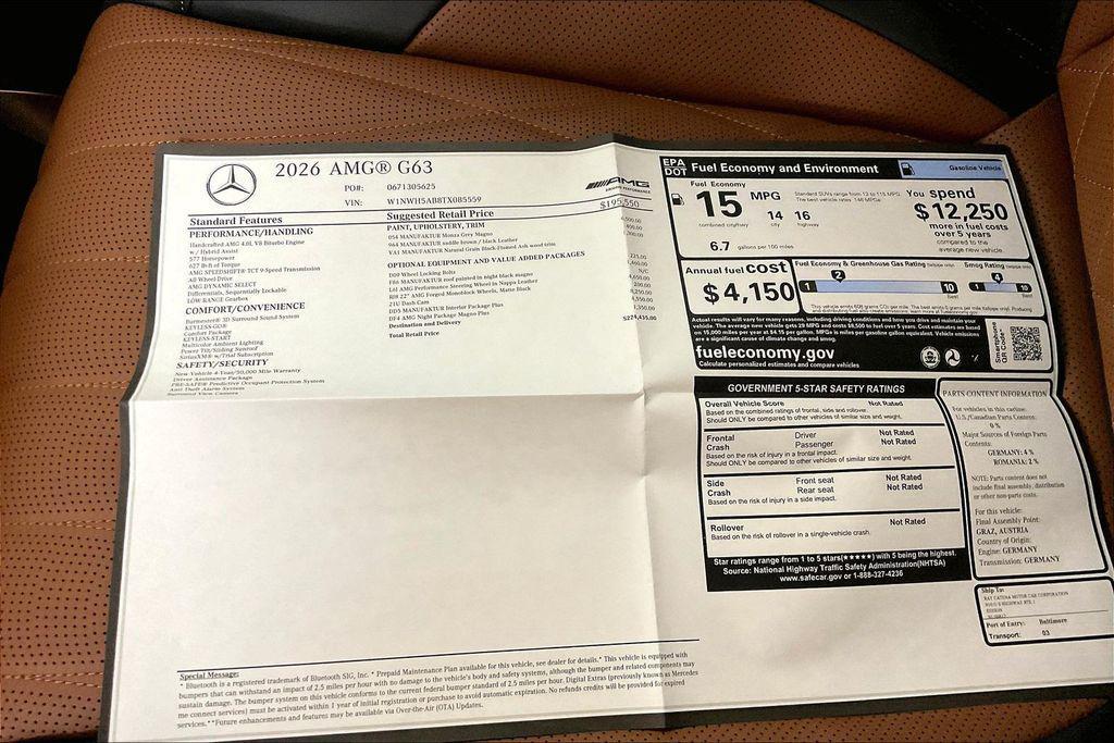 new 2026 Mercedes-Benz AMG G 63 car, priced at $224,435