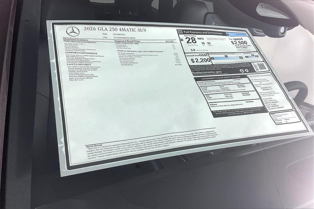 new 2026 Mercedes-Benz GLA 250 car, priced at $47,750