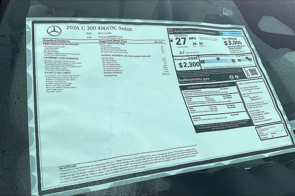 new 2026 Mercedes-Benz C-Class car, priced at $54,910