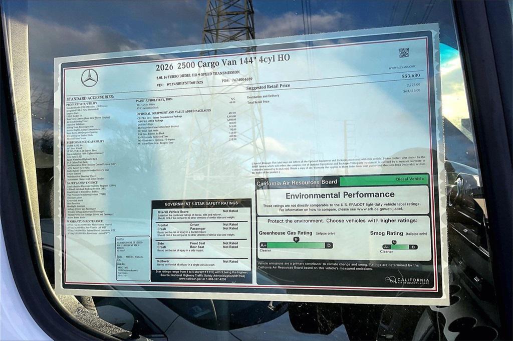 new 2026 Mercedes-Benz Sprinter 2500 car, priced at $94,775