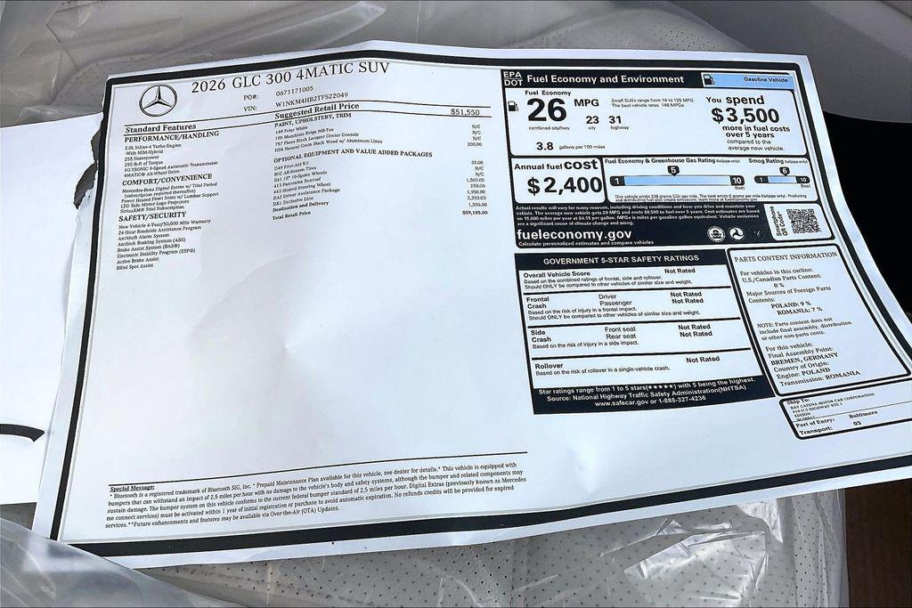 new 2026 Mercedes-Benz GLC 300 car, priced at $59,185
