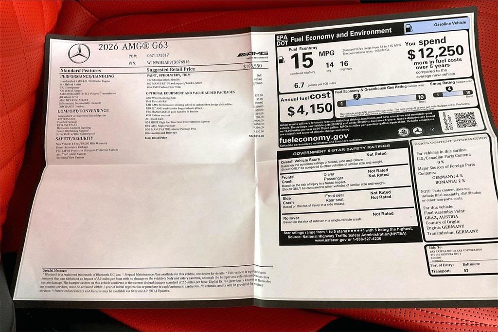 new 2026 Mercedes-Benz AMG G 63 car, priced at $221,835
