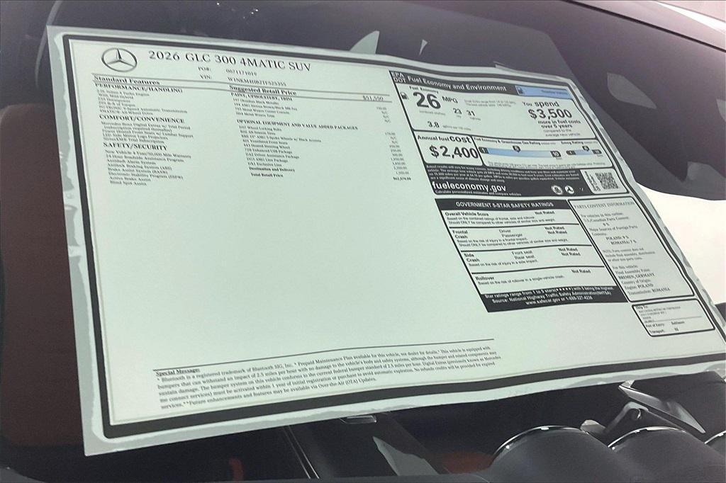 new 2026 Mercedes-Benz GLC 300 car, priced at $62,570