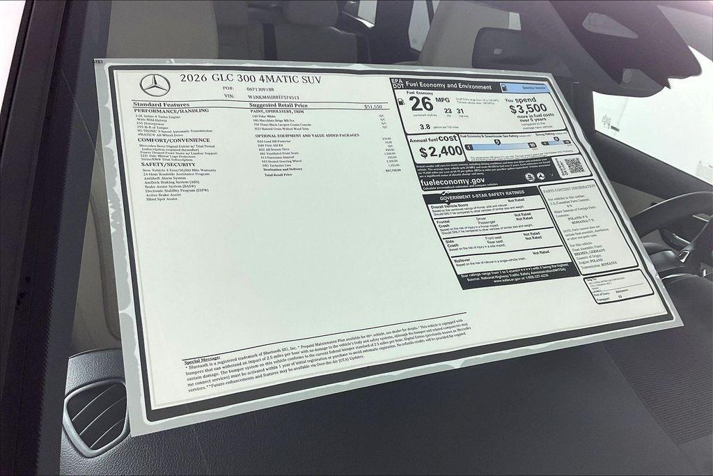 new 2026 Mercedes-Benz GLC 300 car, priced at $57,720