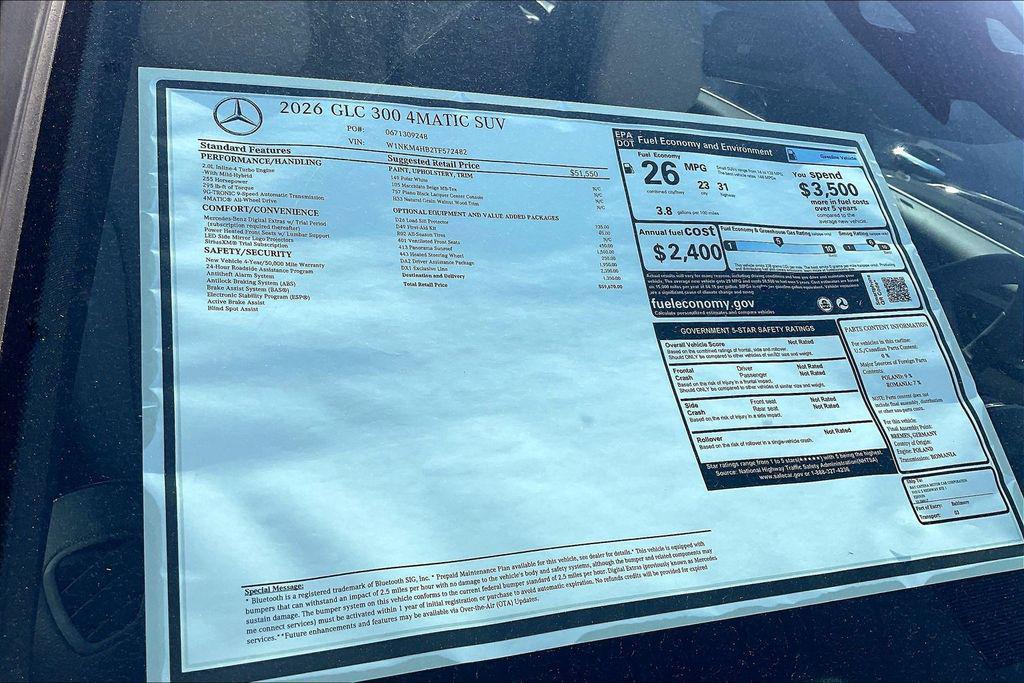new 2026 Mercedes-Benz GLC 300 car, priced at $59,670