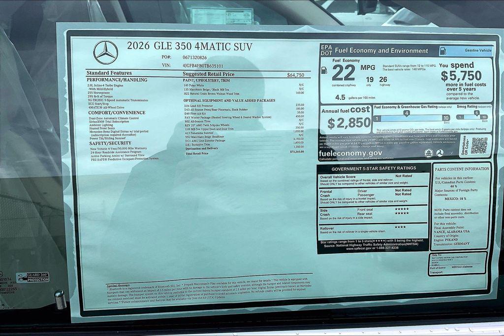 new 2026 Mercedes-Benz GLE 350 car, priced at $73,265