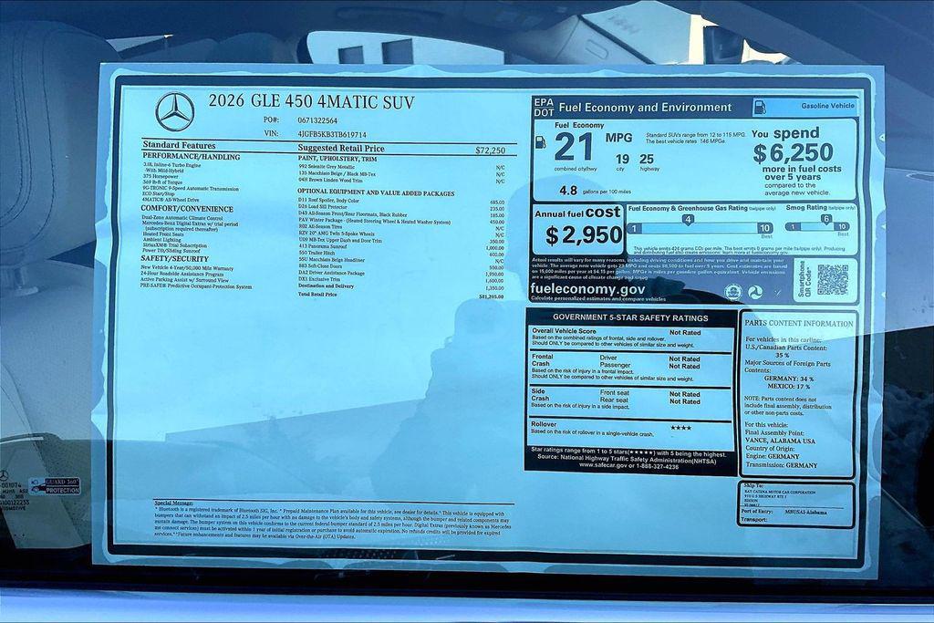 new 2026 Mercedes-Benz GLE 450 car, priced at $81,205