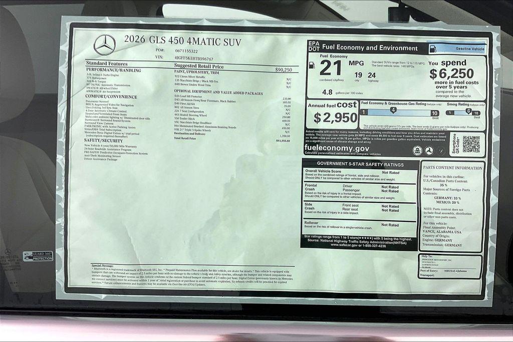 new 2026 Mercedes-Benz GLS 450 car, priced at $93,555