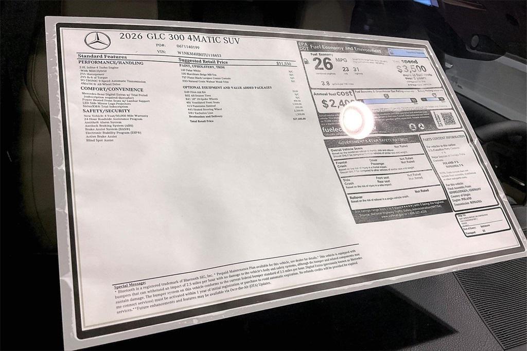 new 2026 Mercedes-Benz GLC 300 car, priced at $57,385