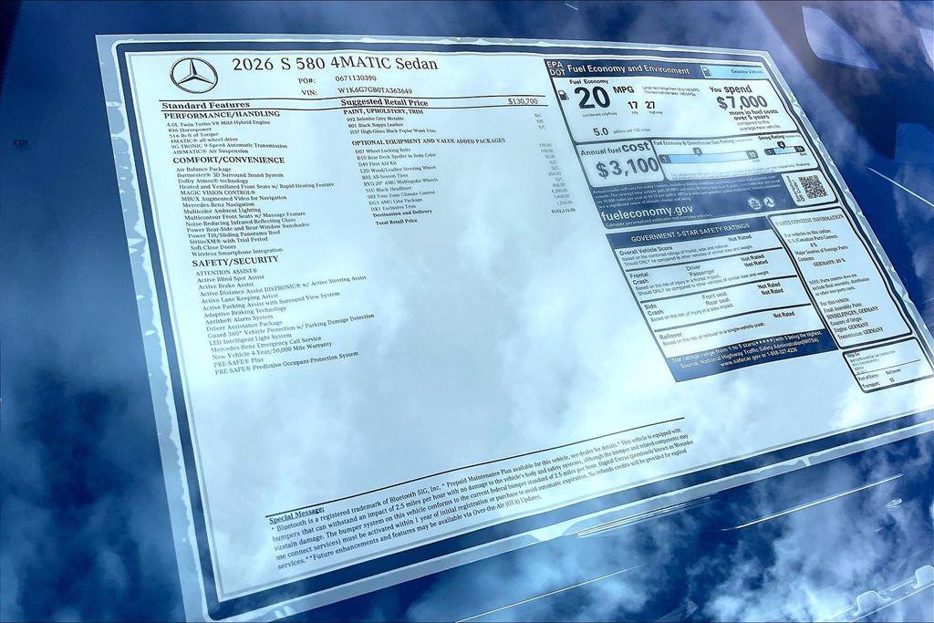 new 2026 Mercedes-Benz S-Class car, priced at $142,115