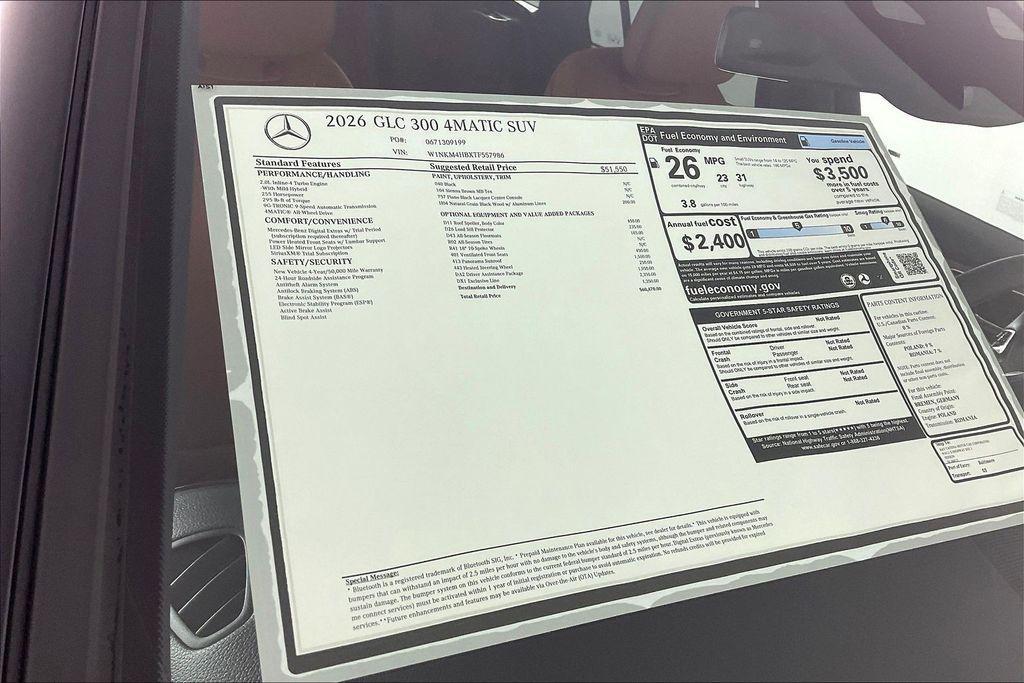 new 2026 Mercedes-Benz GLC 300 car, priced at $60,470