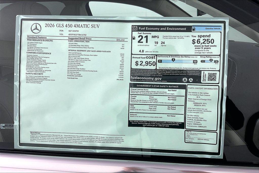 new 2026 Mercedes-Benz GLS 450 car, priced at $98,180