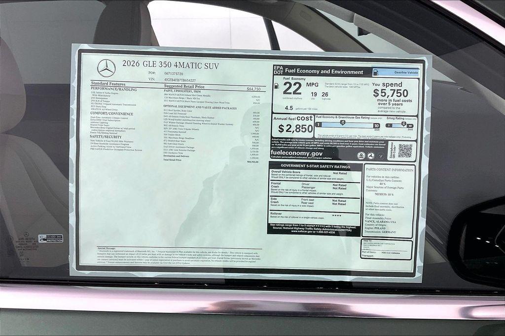 new 2026 Mercedes-Benz GLE 350 car, priced at $84,955