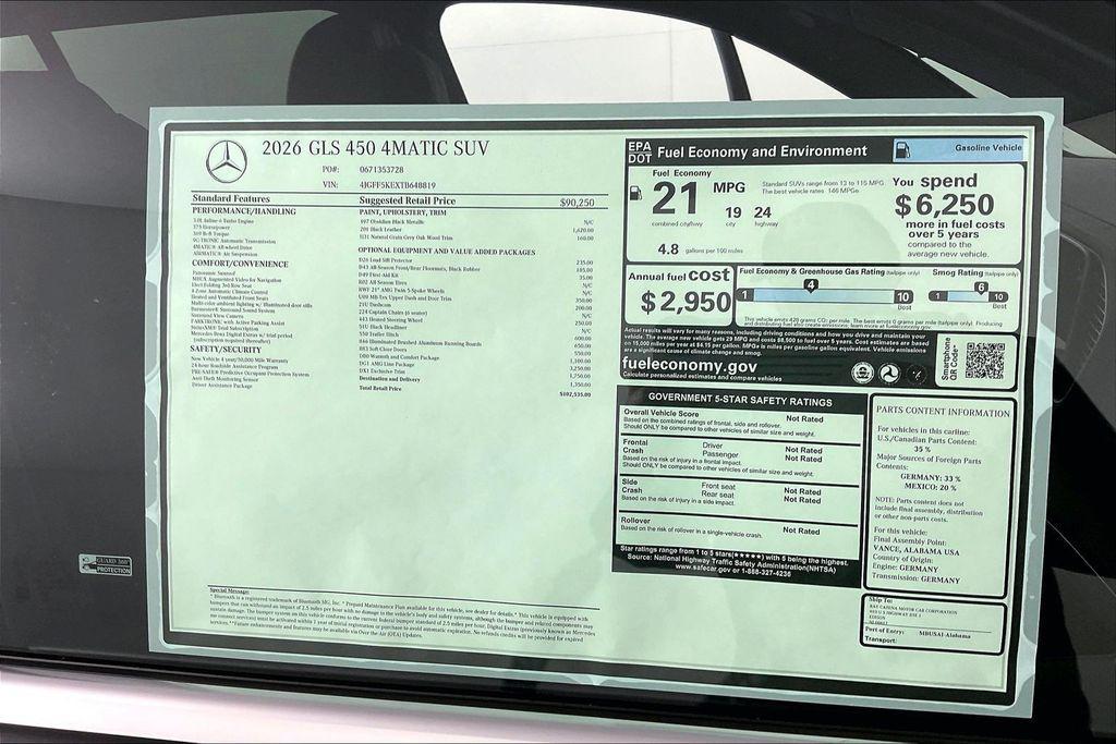 new 2026 Mercedes-Benz GLS 450 car, priced at $102,535